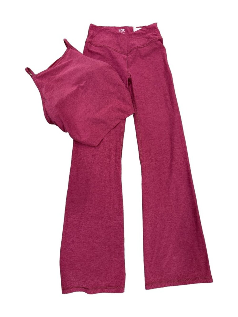 YPB Abercrombie Heathered Berry Flare Legging and Tank Set Size M